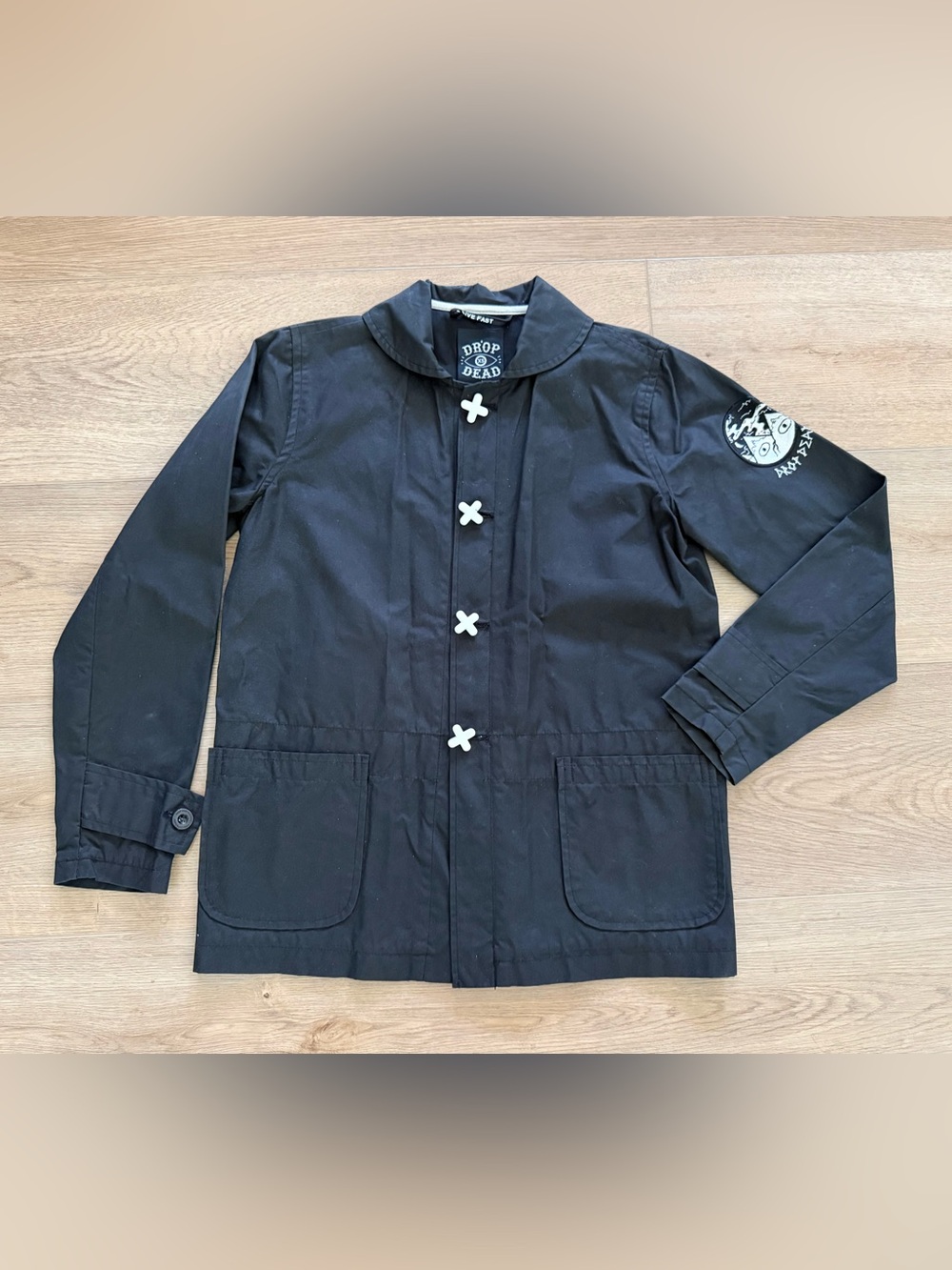 Drop Dead Nocturnal Cross Button Wax Coach Jacket XS